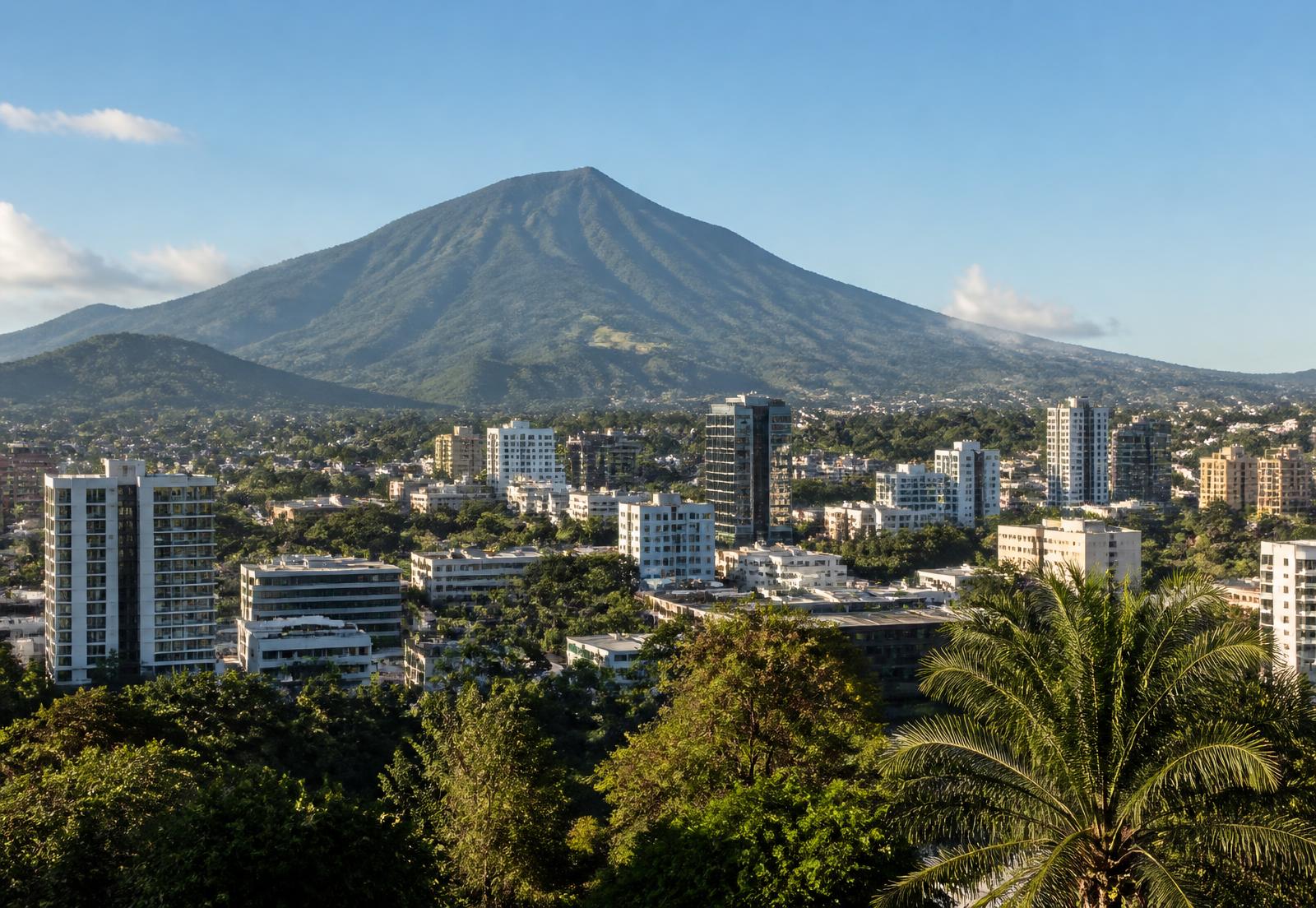 San Salvador skyline beneath the San Salvador volcano